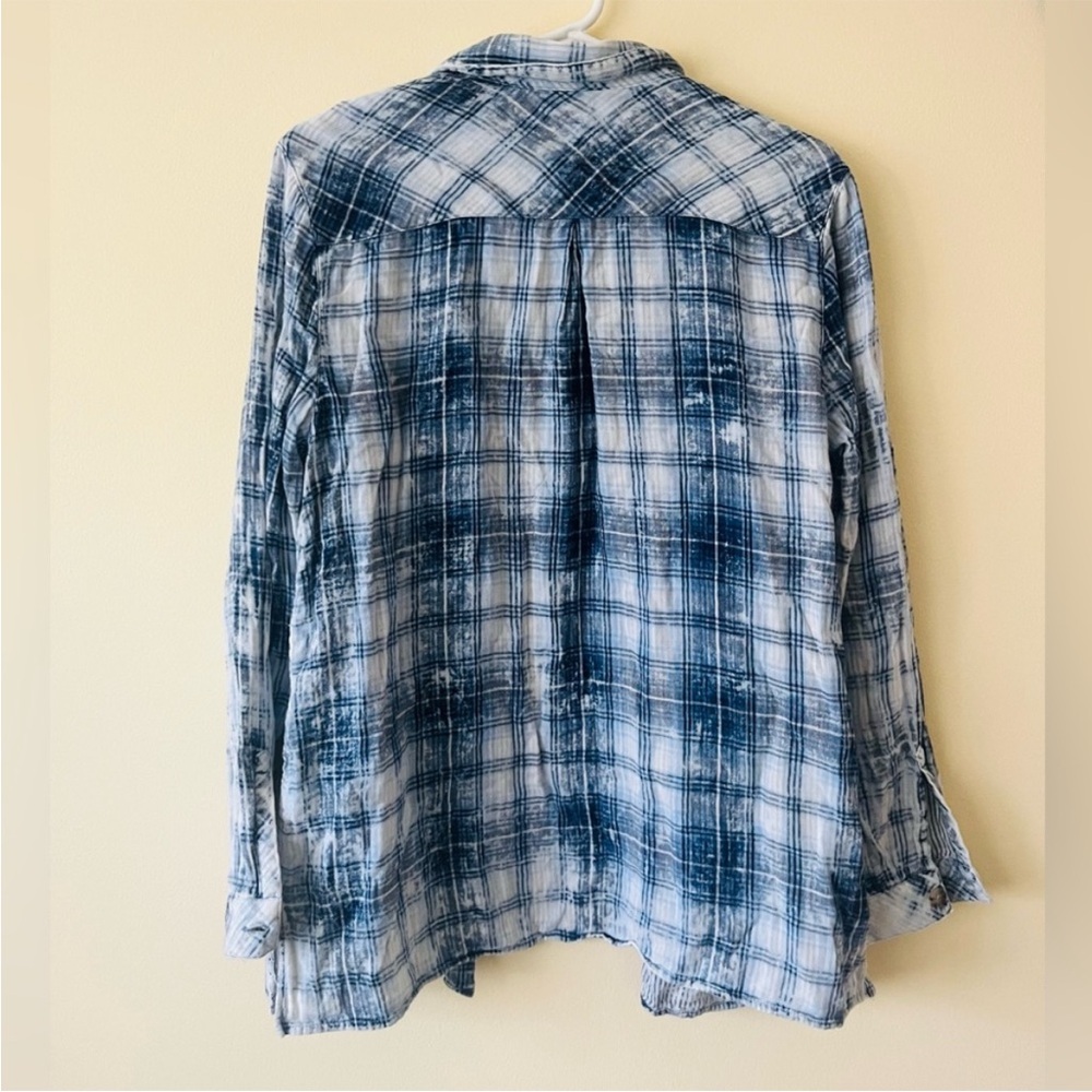 J. Jill | White and Blue Plaid Button-Down Shirt - Picture 2 of 3